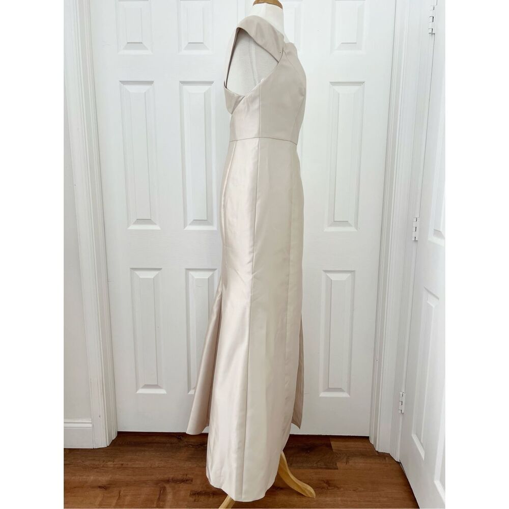 ALFRED SUNG Ivory Off-Shoulder Satin Maxi Dress - Picture 4 of 8